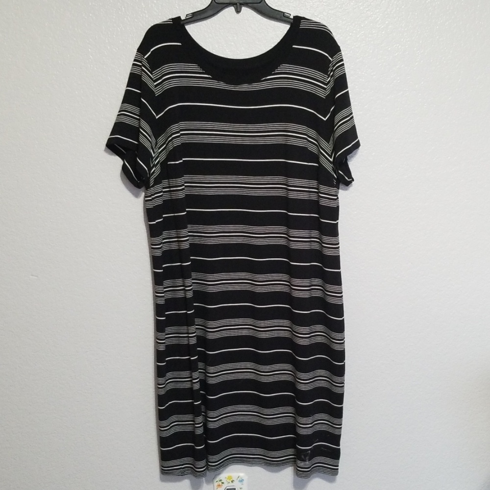 Ava & Viv Black/White Striped Shirt Dress
